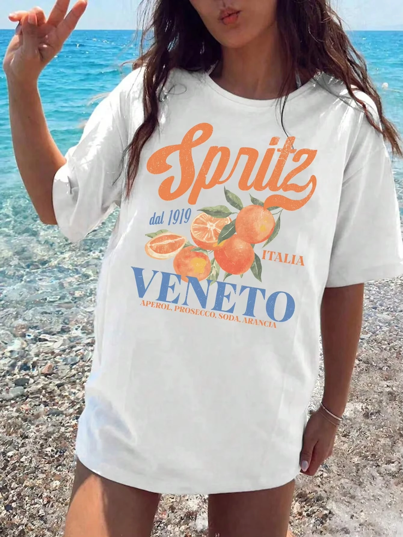 

Orange Fruit Minimalist Design T-shirt Neutral Sporty Summer Short-sleeved Cotton Hip-hop Top Casual Loose Sportswear