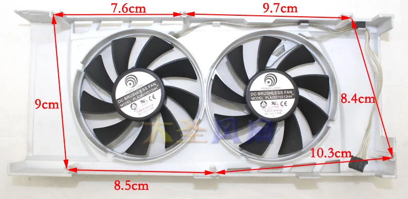 Original Frame Shell Fans for Palit GeForce GTX570 Video Card PLA08015S12HH DC12V 0.35A