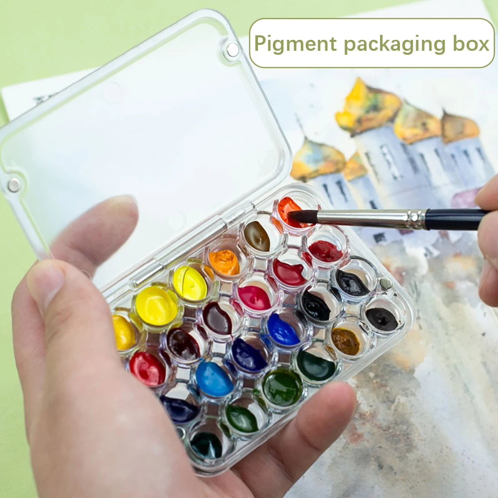 24er-Set 0,8ml Aquarellfarben-Verpackungsbox, tragbare kleine Feuchtigkeitsbox mit Magnetverschluss