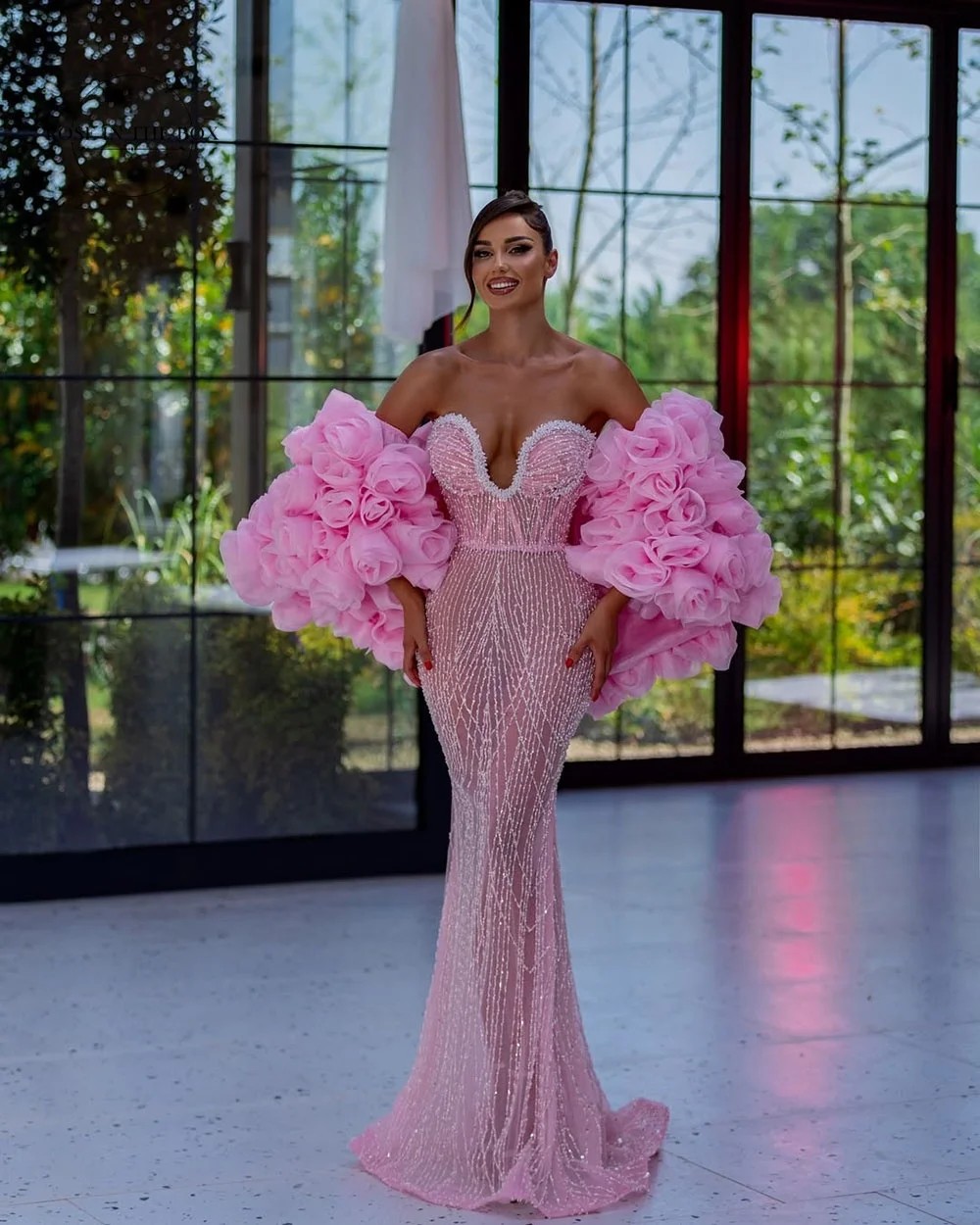 

ROSEINTHEBOX Индивидуальные вечерние платья с лифом в форме сердца и русалкой, элегантные кружевные платья с 3D цветами فساتين سهرة Вечерние платья