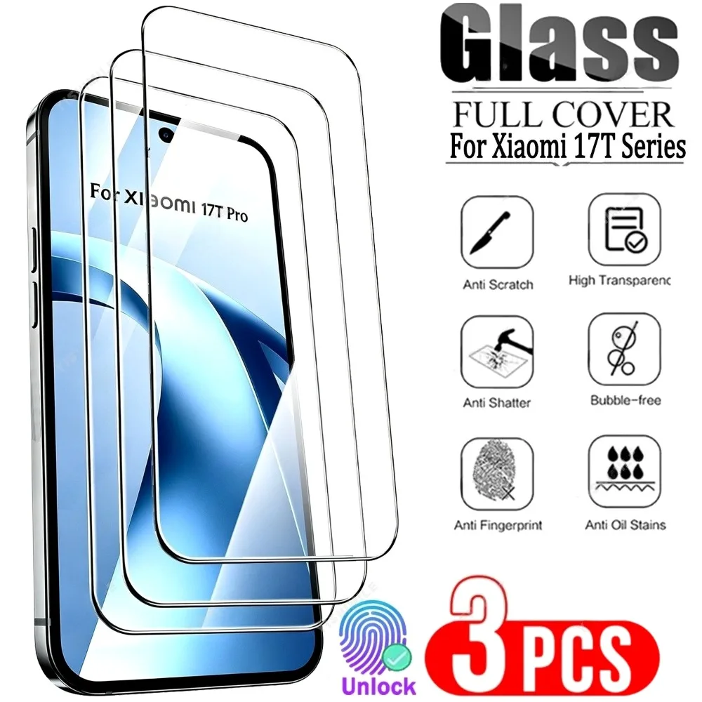 3-teiliger hochauflösender Displayschutz aus gehärtetem Glas, geeignet für Xiaomi 17T 15T 14T 13T 12T Pro 17T 15T 14T 13T 12T, blasenfreier Displayschutz