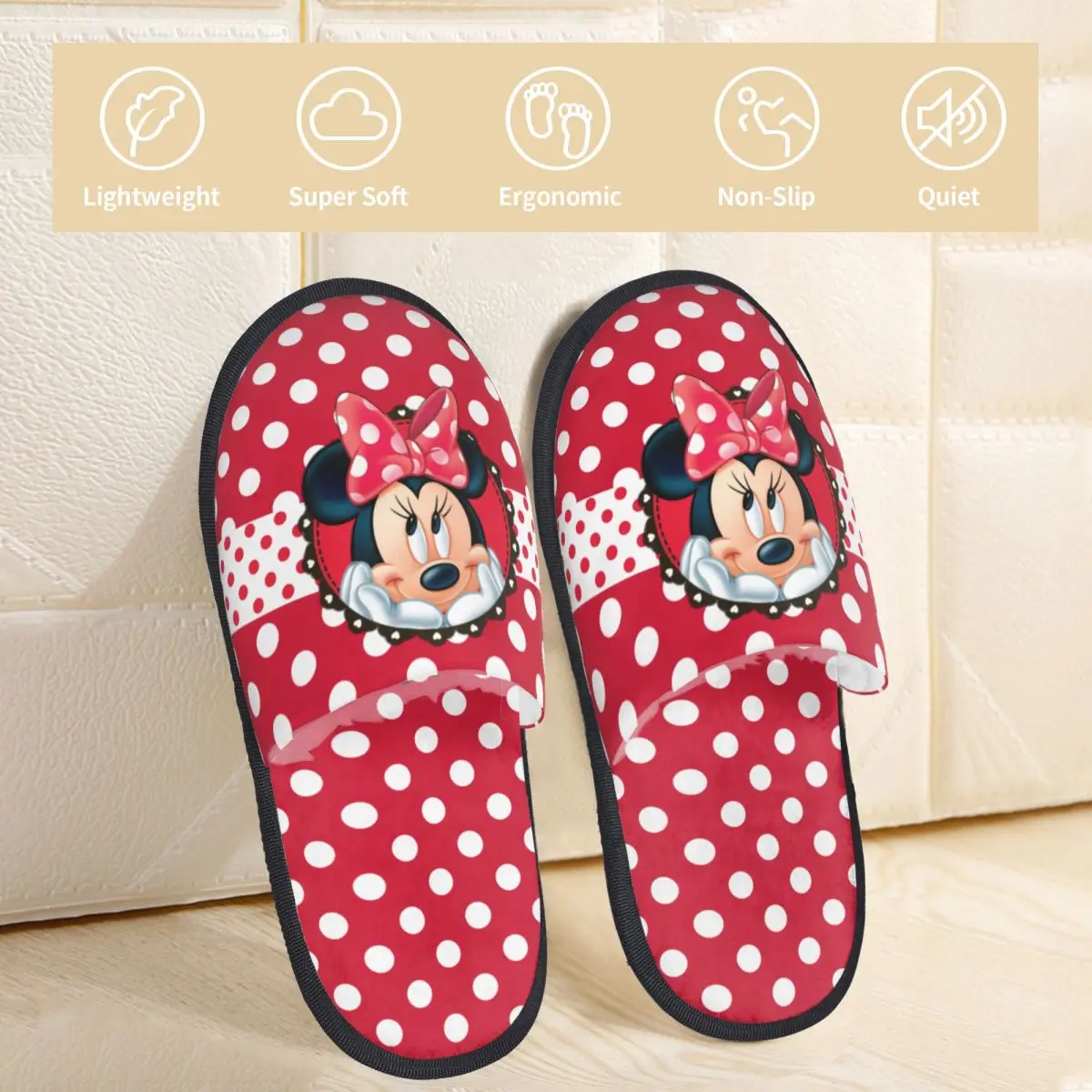 Minnie Mouse Bedroom Slippers with Memory Foam Slipper Gift for Unisex House Shoes with Anti-Skid Sole