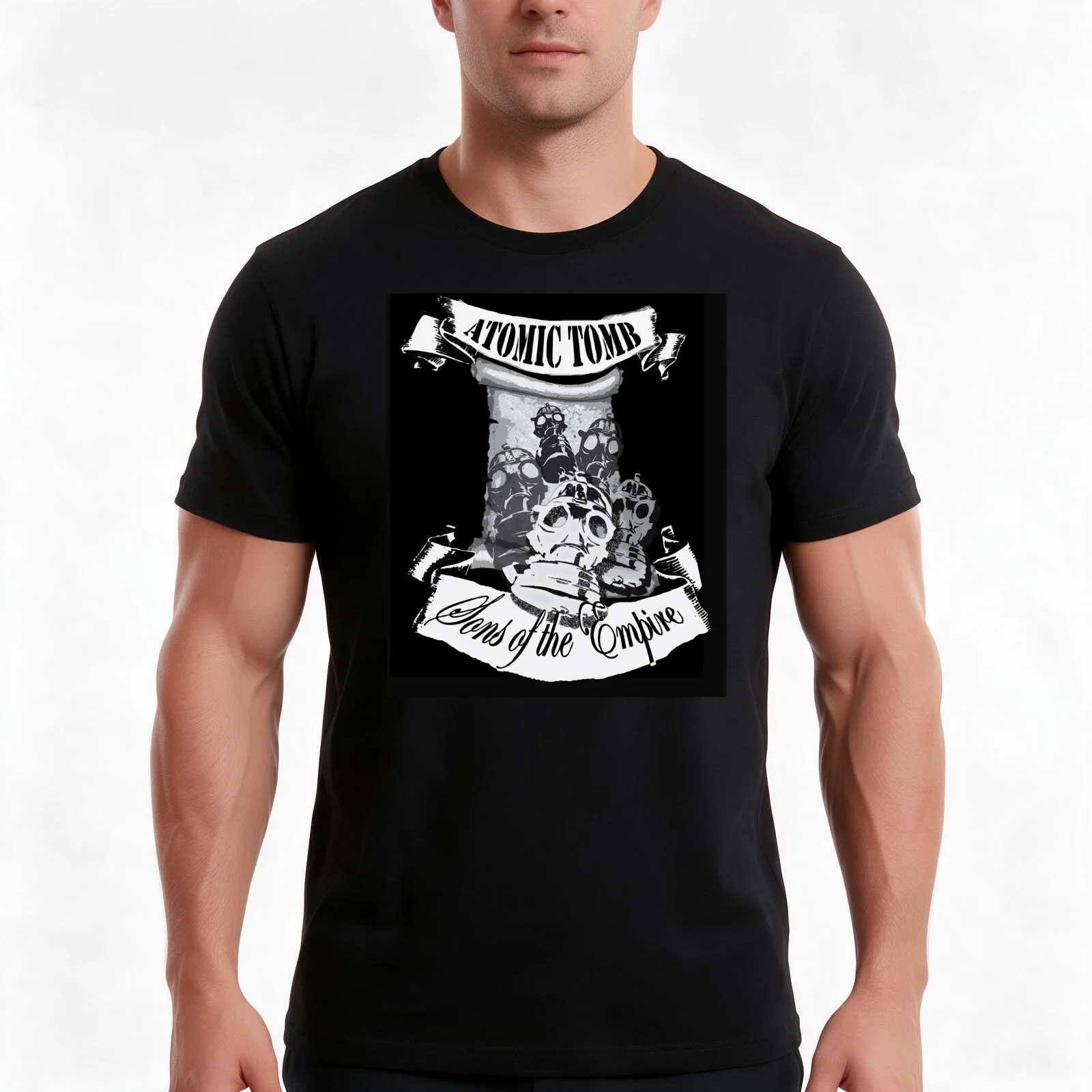 Atomic Tomb Graphic by Lori Dell T-Shirt, Summer Casual Cotton Tee, Oversized Streetwear Tops, Vintage Graphic Print