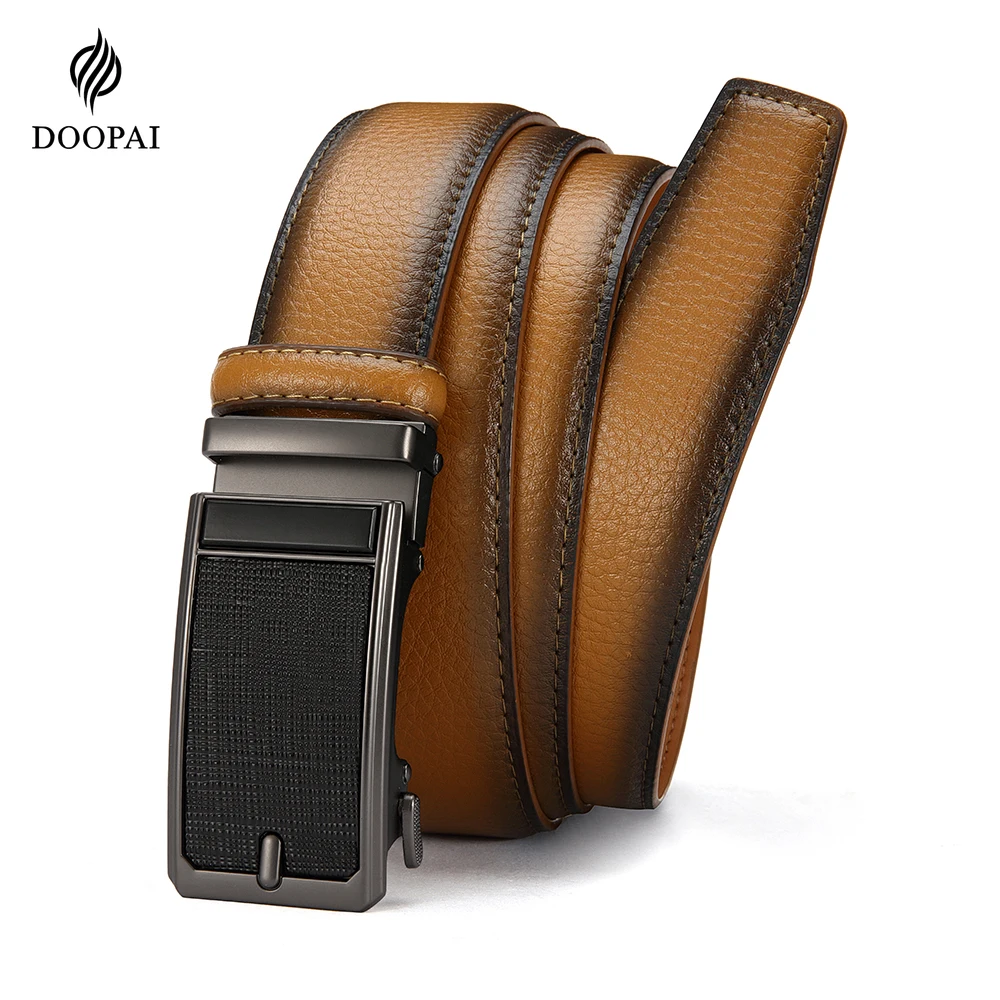 

DOOPAI мужской ремень из искусственной кожи, модный ремень с автоматической пряжкой для популярного бизнеса, мужской ремень высокого качества 115 125 135 см