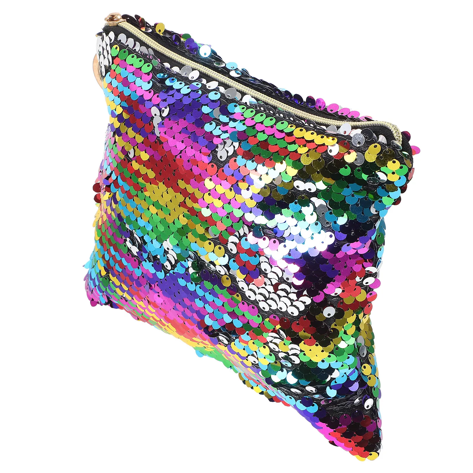 Multifunction Pencil Bag Purple with Light Green Sequins Fine Workmanship Pouch for Women Travel Coin Purse Handy