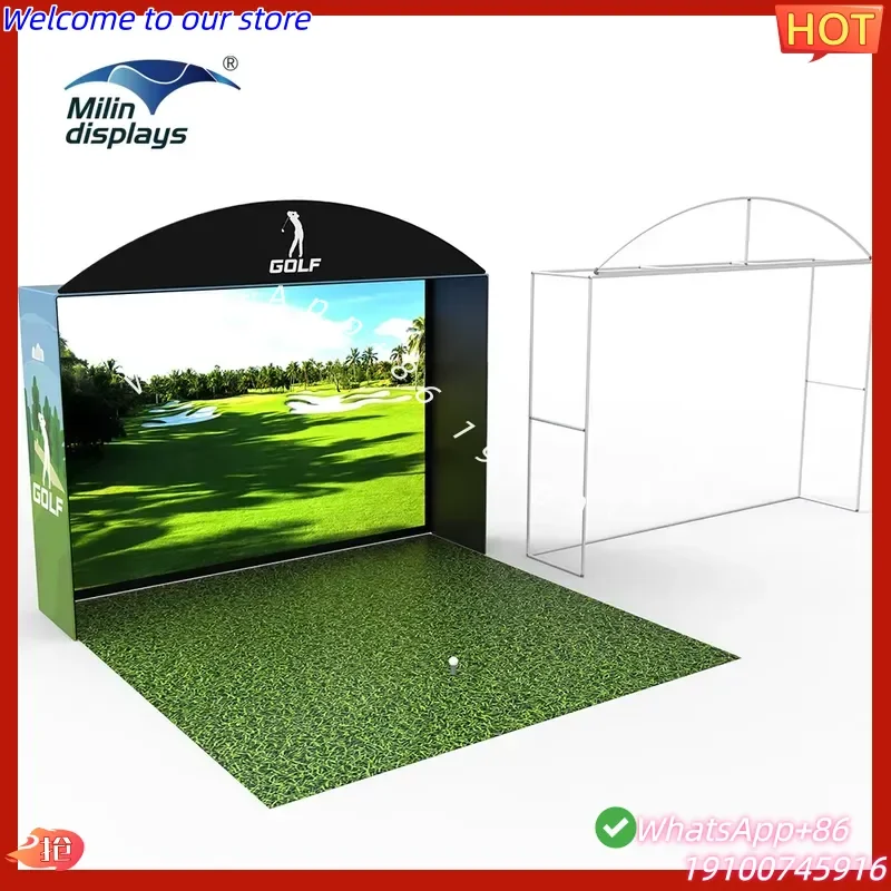 2026Hot Milindisplays Indoor Floor Golf Simulator Enclosure Aluminium Home Impact Screen with Impact Screen Golf Simulators