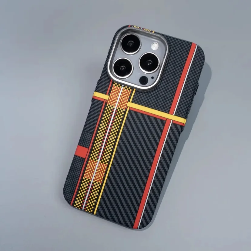 

case for iPhone 15 phone case magnetic contrast color carbon fiber pattern mobile phone case ultra-thin frosted protective cover