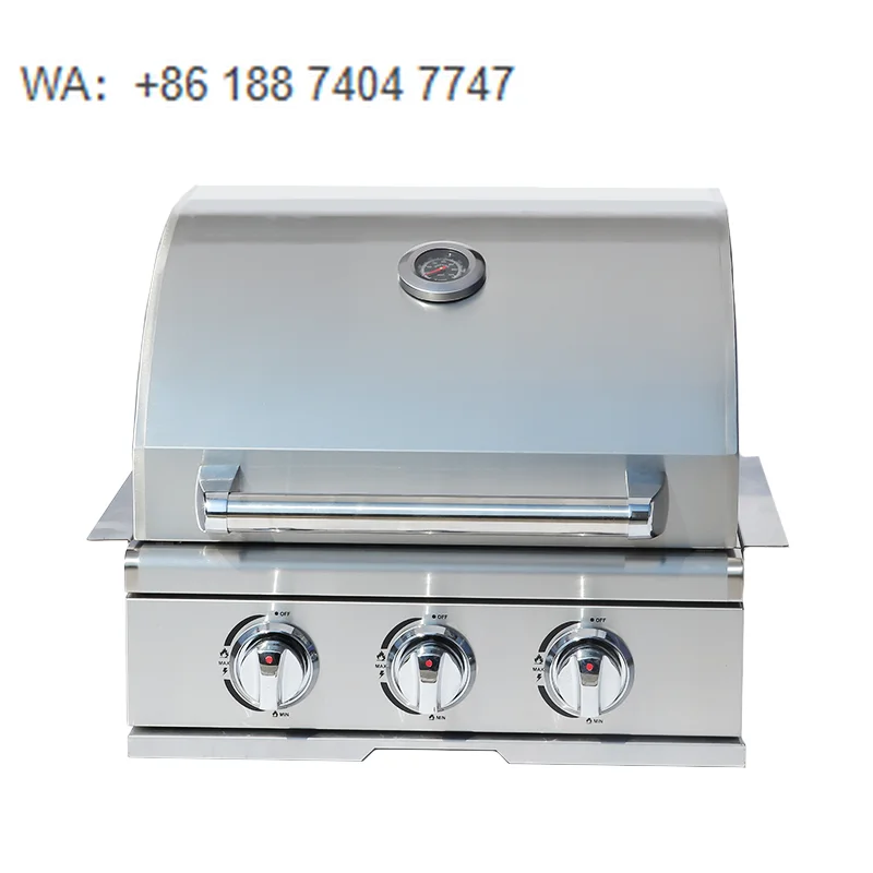 

304 Stainless Steel Built-in Gas Grill Premium 3-Burner Design for Garden Barbecues and Parties