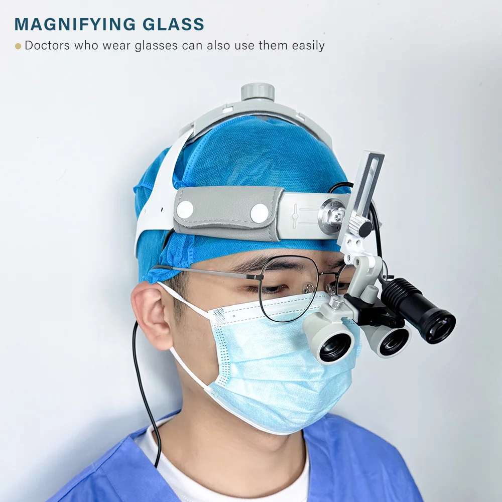 5w Led 2.5x3.5x Dental Headlamp Binocular Magnifier Convenient Headset Laboratory Medical Equipment