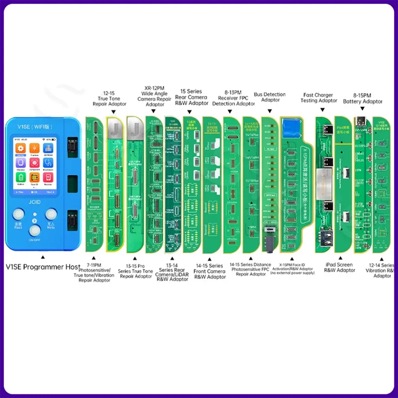Jcid V1SE-18 in 1ドットマトリックスFace IDプログラマーforiPhone、x、11、12、13、14、15pm、True Tone、バッテリー、データ、sn読み取り、書き込み