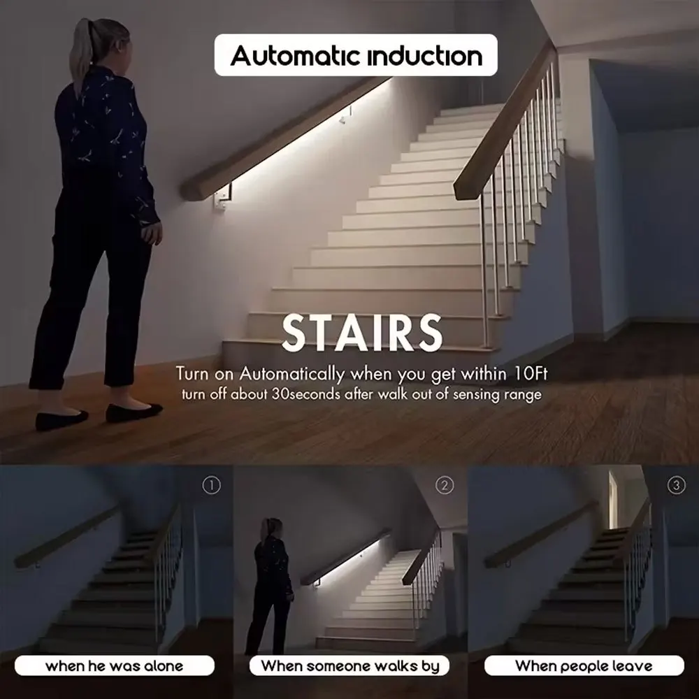 Human Body Sensor Switch Motion Sensor LED Strip Light USB Motion Sensor Strip Light for Room Decor TV BackLight Cabinets