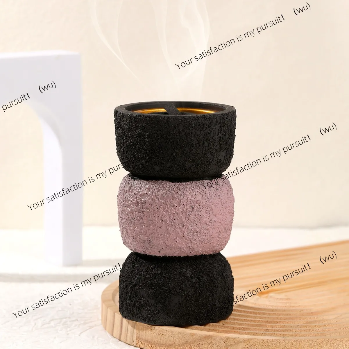 Simple natural texture three-color cement aromatherapy stove ornament, high-value home decoration incense burner