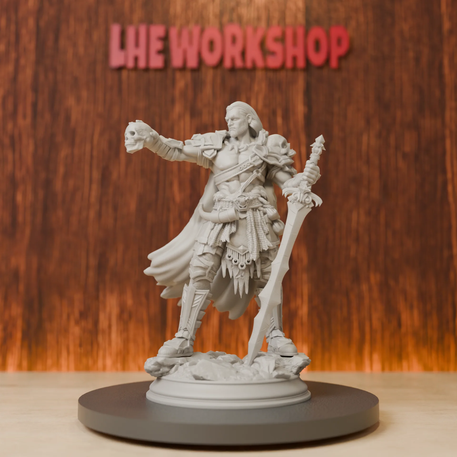 Human Fighter | Swordsman of Death Miniatures | 28mm-75mm | Resin 3D Printed DND Pathfinder Mini | Unpainted Grey