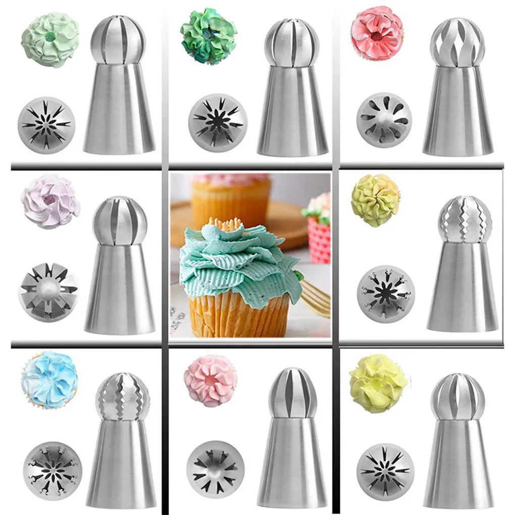 Nozzle Stainless Steel Russian Sphere Kitchen Decorating Piping Nozzles Cream Tips Flower Decoration Tools Bakeware Cooking