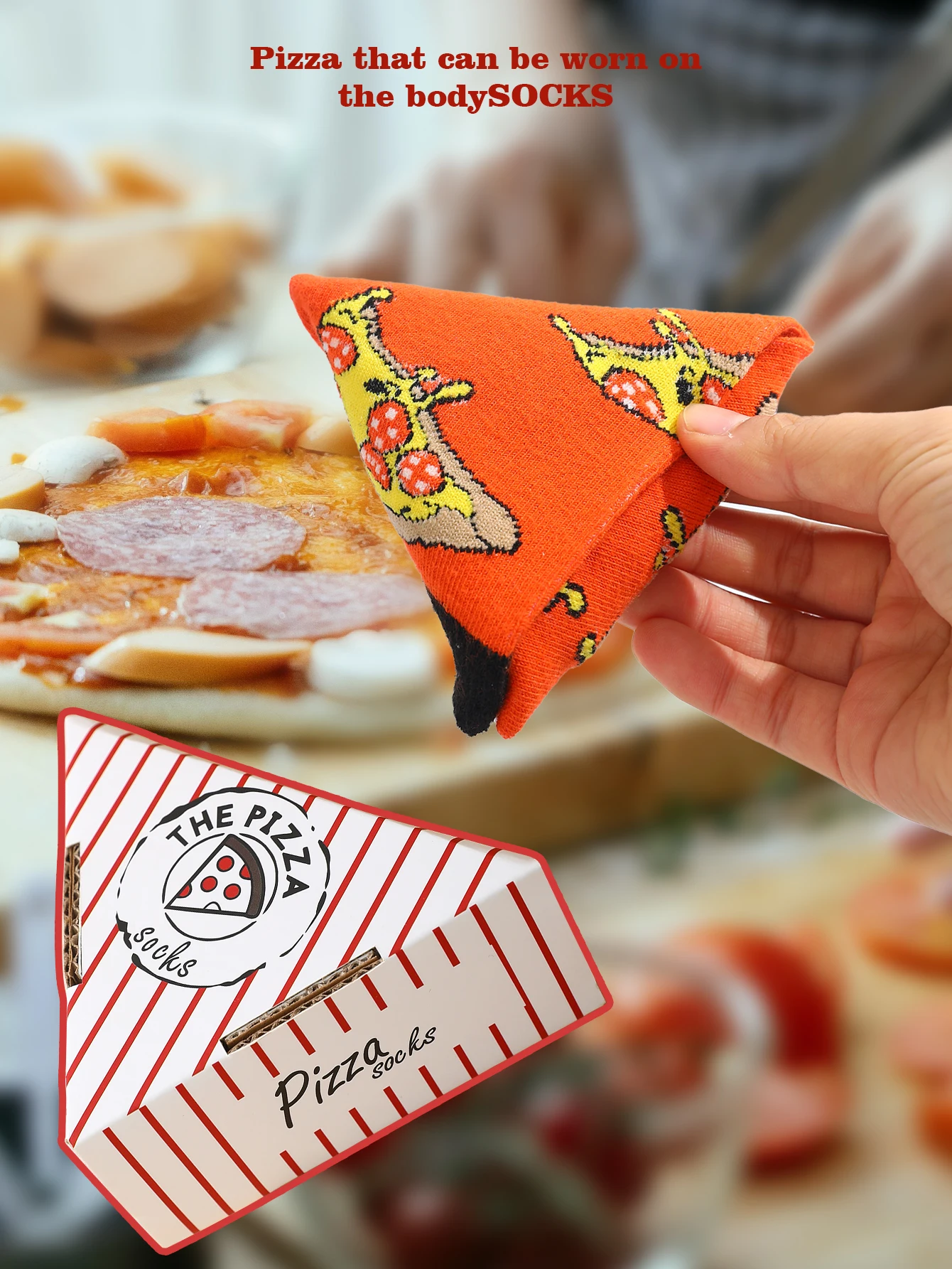 زوج واحد من جوارب البيتزا المتوسطة القطع للجنسين مع هدية عطلة إبداعية ومثيرة للاهتمام