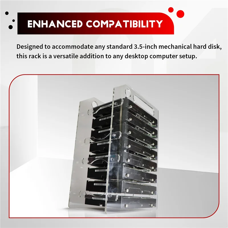 

Highly Recommended-Acrylic 3.5 Inch Hard Disk Storage Box, Transparent 8-Layer Desktop Cage For External Drives