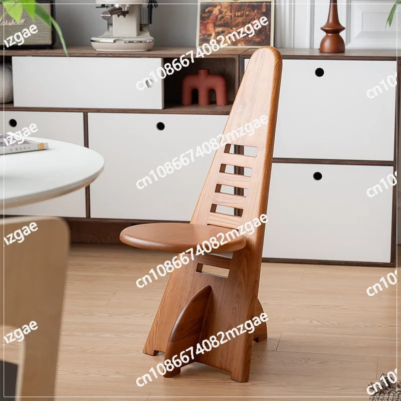 Solid Wood Dining Chair Triangular Back Chair Adjustable Cafe Homestay Niche Decoration