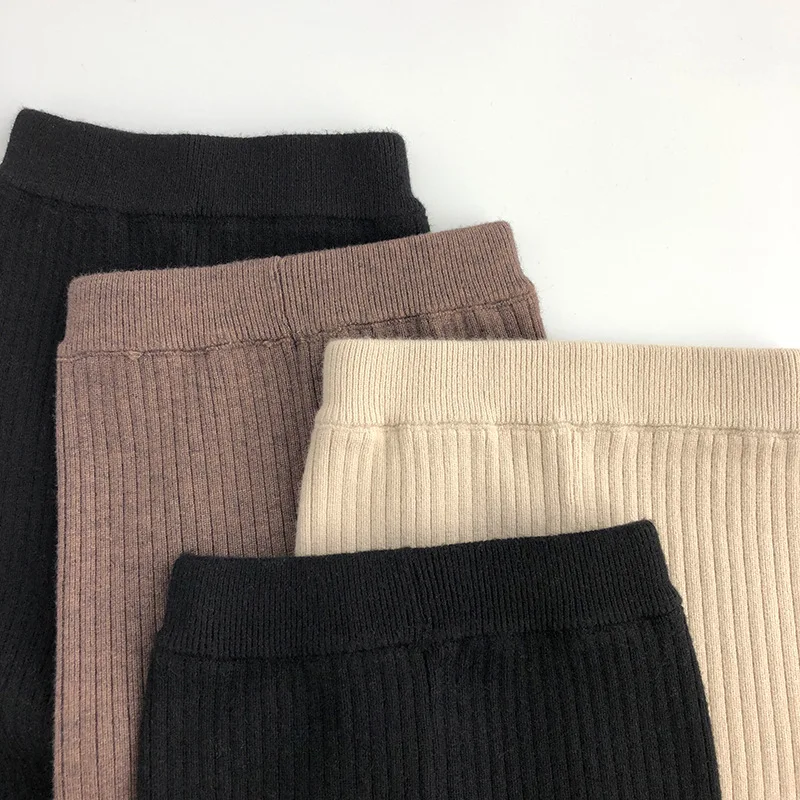 0-6Y Fall Winter Kids Leggings Knit Elastic Ribbed Girls Pants Thermal Casual Outwear Child's Trousers Warm Pants for Girls