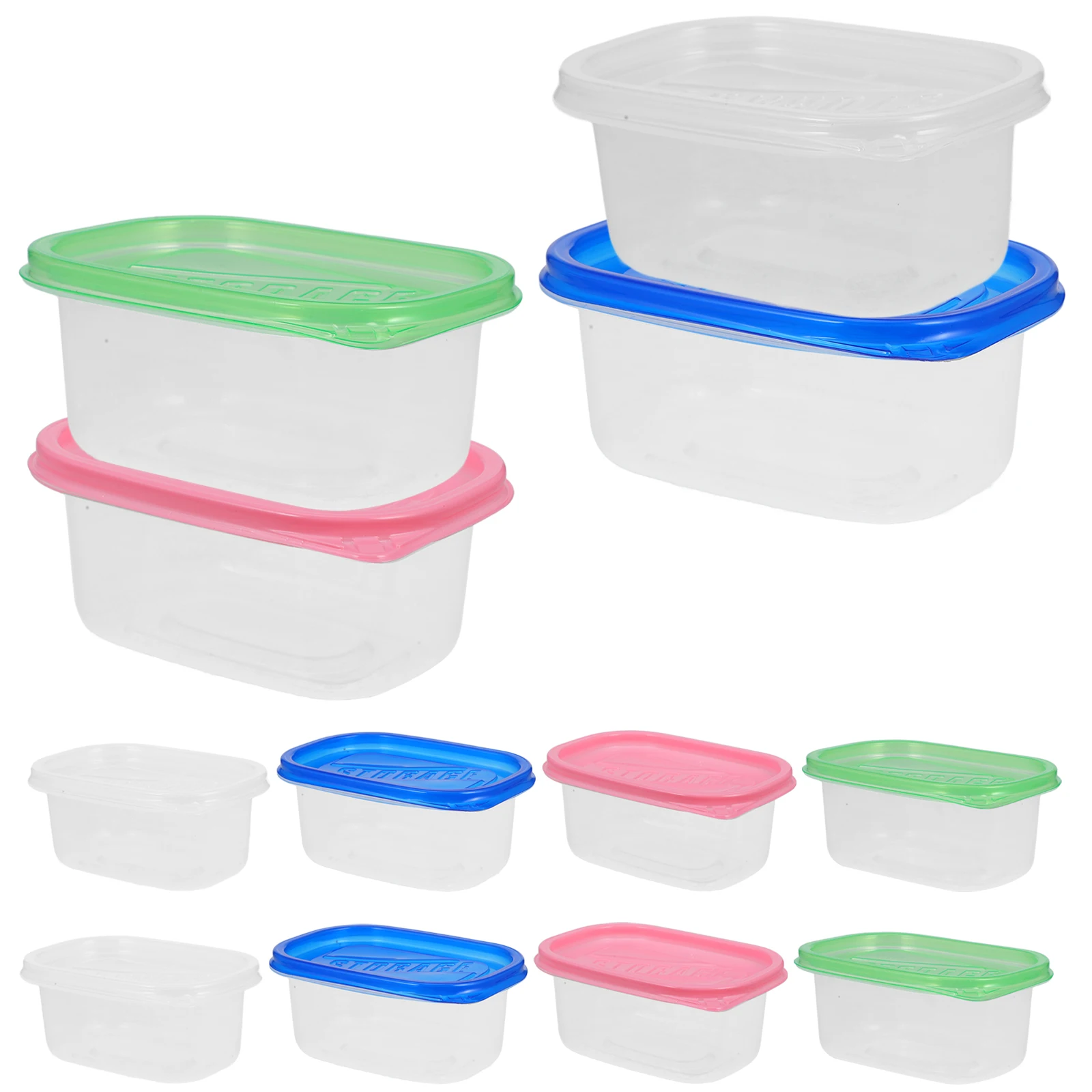 

12pcs Disposable Lunch Box Small Food Containers Lightweight Safe Plastic Rectangle Adults Fruit Crisper Packing Refrigerator