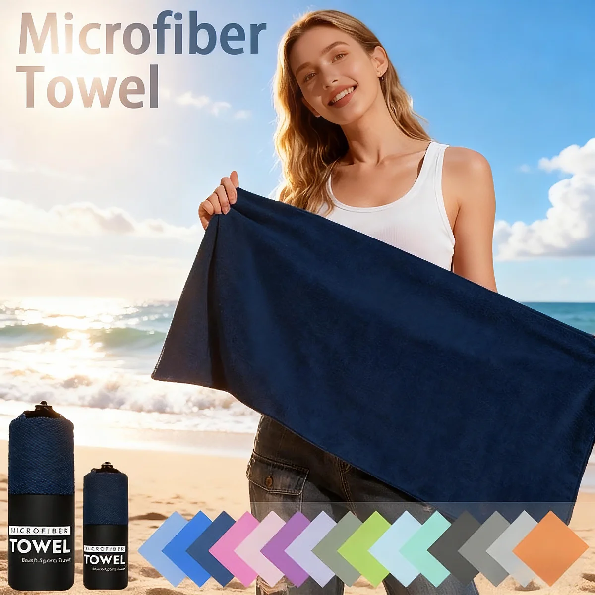 3Pcs Super Absorbent Quick Dry Towels 2 Mesh Bags Camping Towel Set Sand Free Lightweight Easy Carry Outdoor Camping Travel