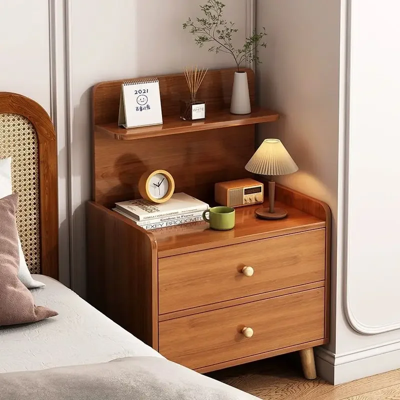 # Elegant Rustic Nightstands Brown Designer Khaki Mid Century Nightstands Bedside Bedroom Retro Mesitas De Noche Furniture Home