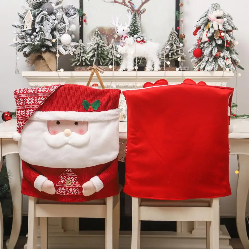 Quick Hassle-free Chair Cover Easy-to-use Chair Cover Festive 3d Santa Claus Chair Table Covers Cartoon Dust-proof for Christmas