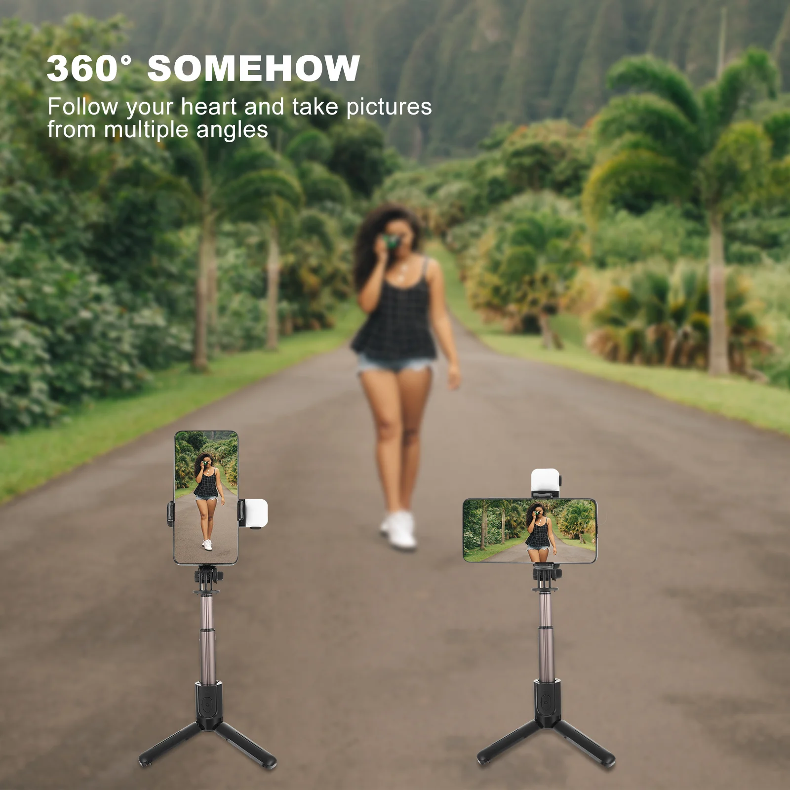 

Extendable Selfie Stick with Detachable Wireless Remote Tripod Stand for Mobile Phone Portable Aluminum Travel Use