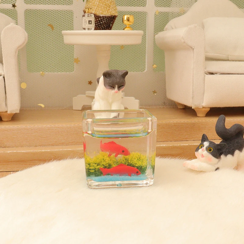 Dollhouse Miniature Fish Tank Ornamento, Decoração do aquário, Micro Bonecas Paisagem, House Scene Decor, 1:12