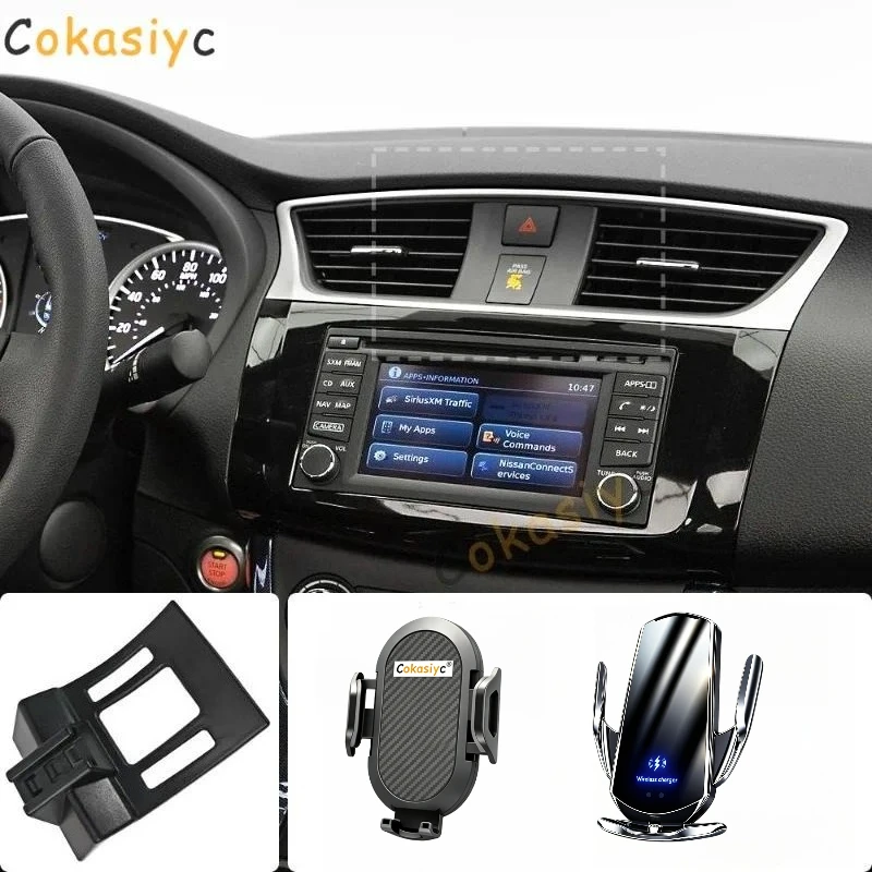 Suporte de Telefone para Carro para Nissan Sentra B17 2012-2016 2017 2018 2019, Base de Suporte Fixa Especial com Carregamento Sem Fio