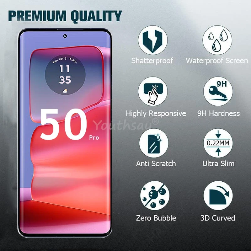 For Motorola Edge 50 Pro Glass 3D Curved Screen Protector Film Motorola Moto Edge 50 Pro Tempered Glass Motor Edge 50 Pro Glass