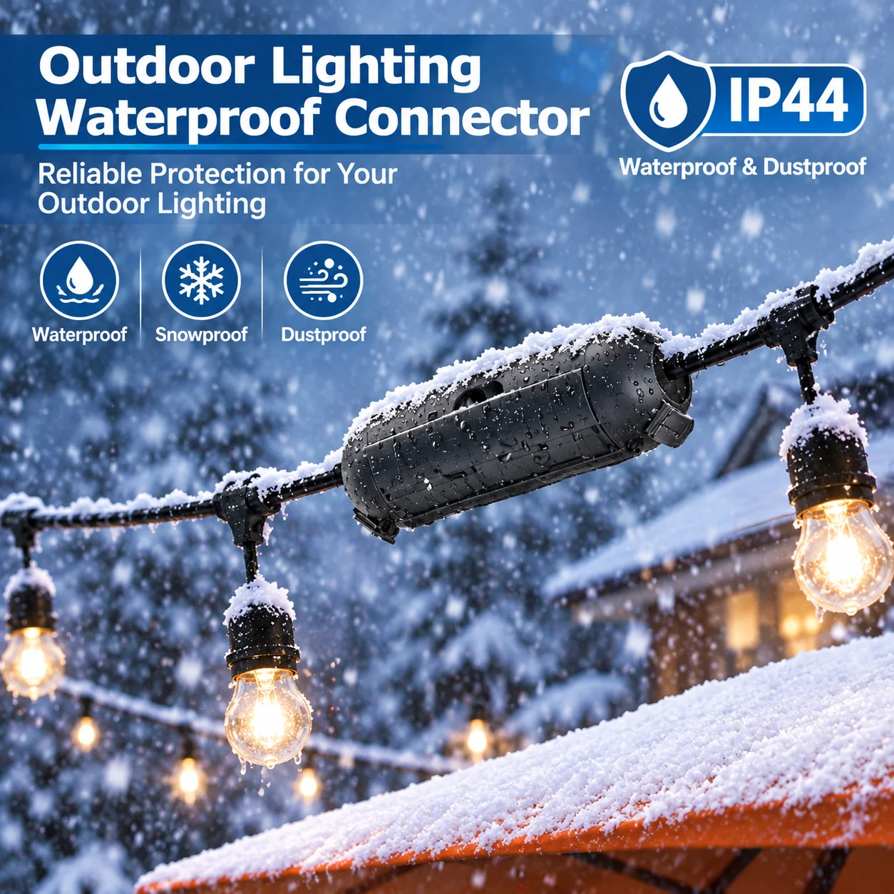 Outdoor Lighting Extension Cord - Zewnętrzna, wodoodporna skrzynka do podłączania przedłużaczy