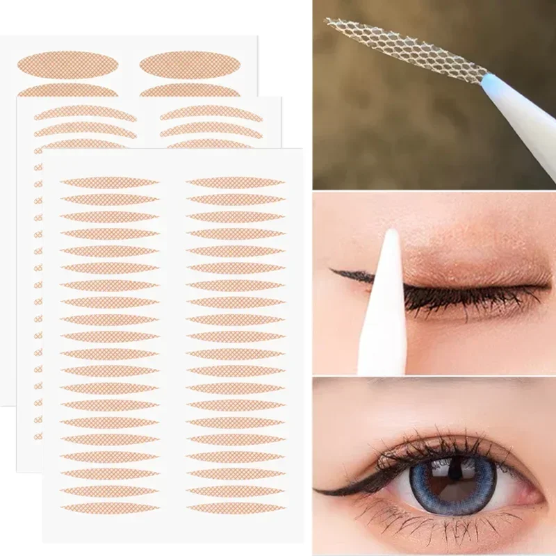 Lace Mesh Eyelid Stickers Breathable Natural Double Eyelid Tape Big Eyes Lift Beige Strips Non-marking Self-adhesive Eyes Tools