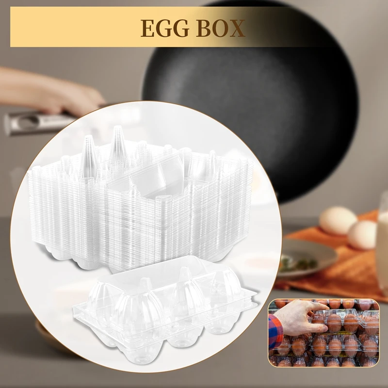 36Pcs Egg Cartons Clear Plastic Egg Holder Storage Container Egg Tray For Family Pasture,Refrigerator Storage,6 Grids