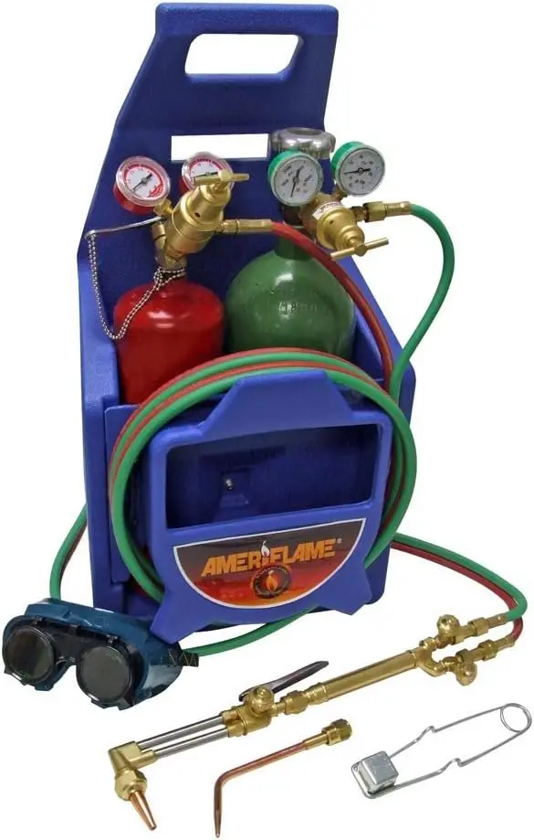 50T Medium/Heavy Duty Portable Welding/Cutting/Brazing Outfit With Plastic Carrying Stand Plus Oxygen And Acetylene Tanks