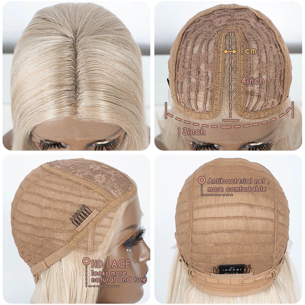 Synthetic Lace Front Wig  Straight part Baby hair Layered Wig Blonde  Wigs For Women With Bang Cosplay Wig synthetic Lace Wig