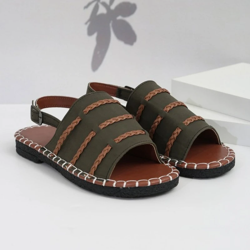 

2025 summer new Roman bottom soft sole comfortable not wear feet casual versatile flat sandals female