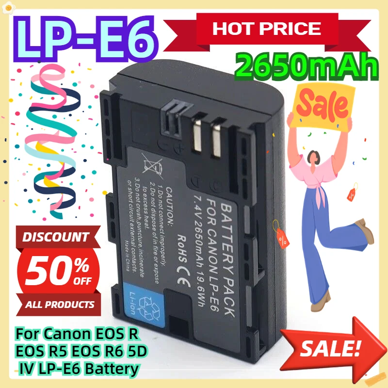 For Canon EOS R EOS R5 EOS R6 5D IV LP-E6 Battery