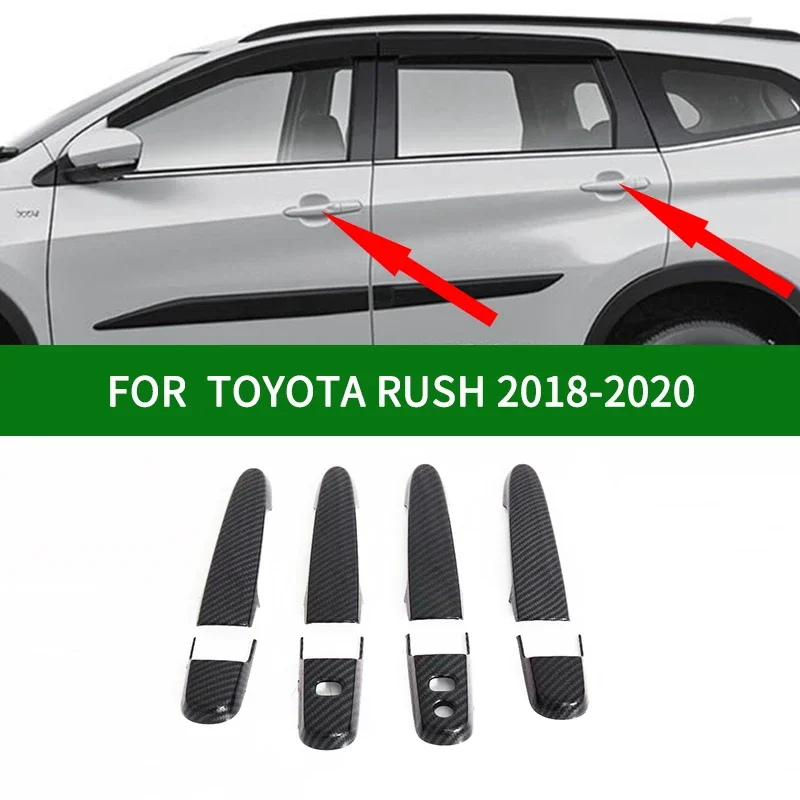 

Glossy accessories black Carbon fiber pattern car side door handle cover trim for TOYOTA RUSH 2018-2020 rush 2019