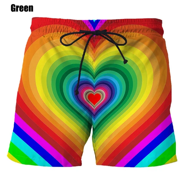 

Fashion Rainbow Men's Shorts Quick Drying Swim Trunks Vacation Beach Casual Shorts Loose Lounge Home Boxer Rainbow Lgbt Shorts