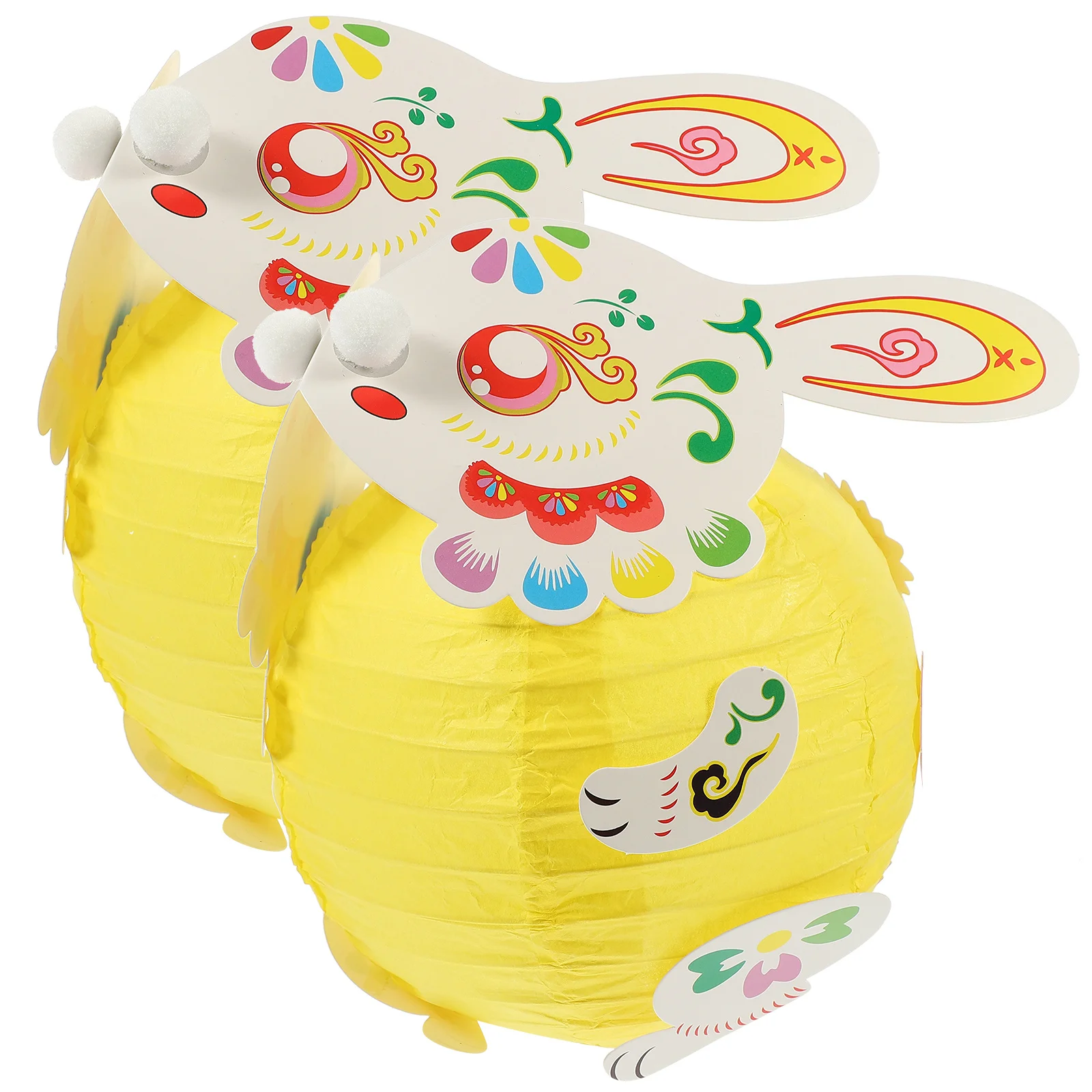 مجموعتان من إكسسوارات فانوس الأرنب DIY مجموعة فانوس ورقية كرتونية للمهرجانات المحمولة للديكور للأطفال على شكل قمر عيد الفصح