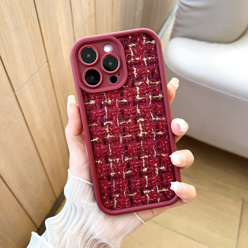 

Golden Crimson Soft Case Phone Case for Apple 16 por max,15 por max ,13 por max series,Autumn/Winter,Christmas Gifts