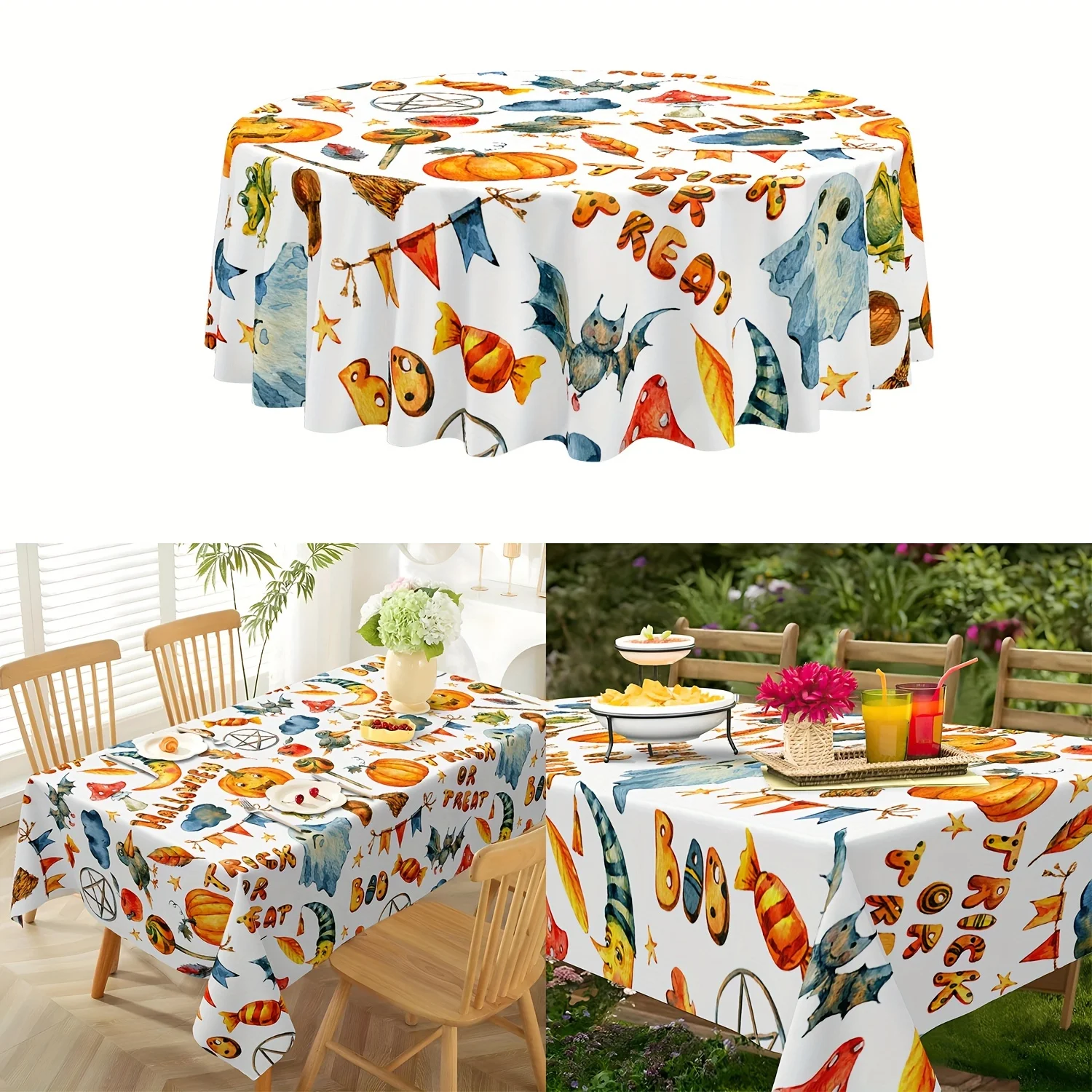 1 piece of Halloween tablecloth - featuring bizarre designs of pumpkins, ghosts, bats and spiderszyc