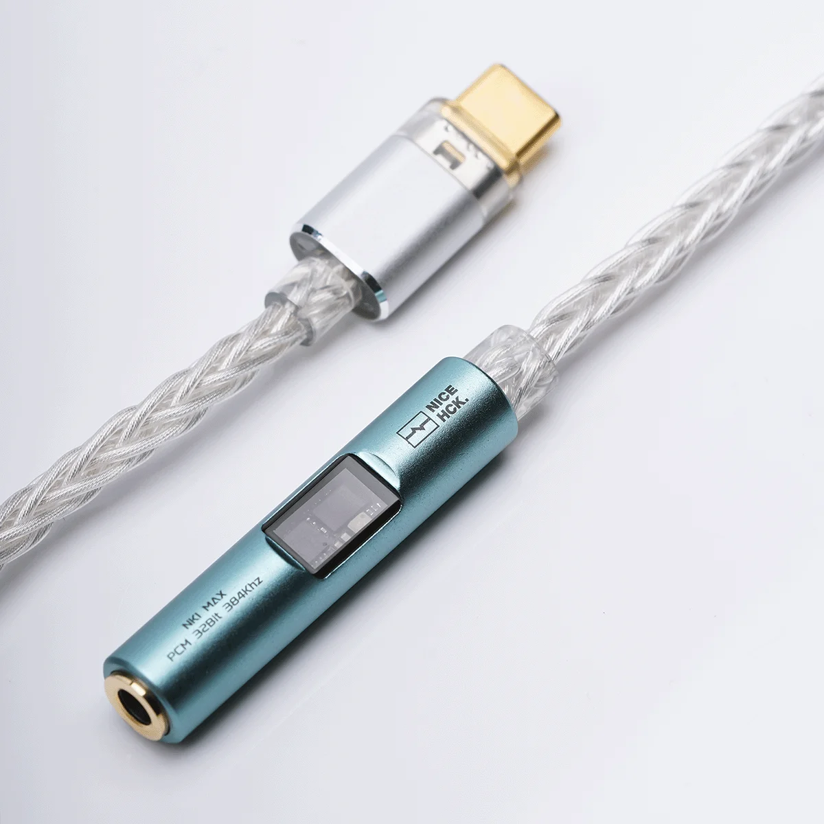 NICEHCK NK1 MAX Convertitore cavo da tipo C a 3,5 mm Supporto a doppio chip Adattatore DAC OCC placcato argento Cavo in lega di alluminio con guscio metallico