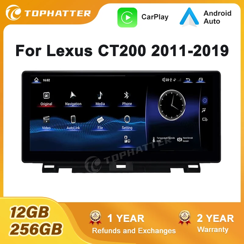 

Wireless CarPlay Android Auto 10.25" Android Radio for Lexus CT200h 2011-2019, 12GB 256GB Qualcomm 8-Core, QLED HD Screen GPS