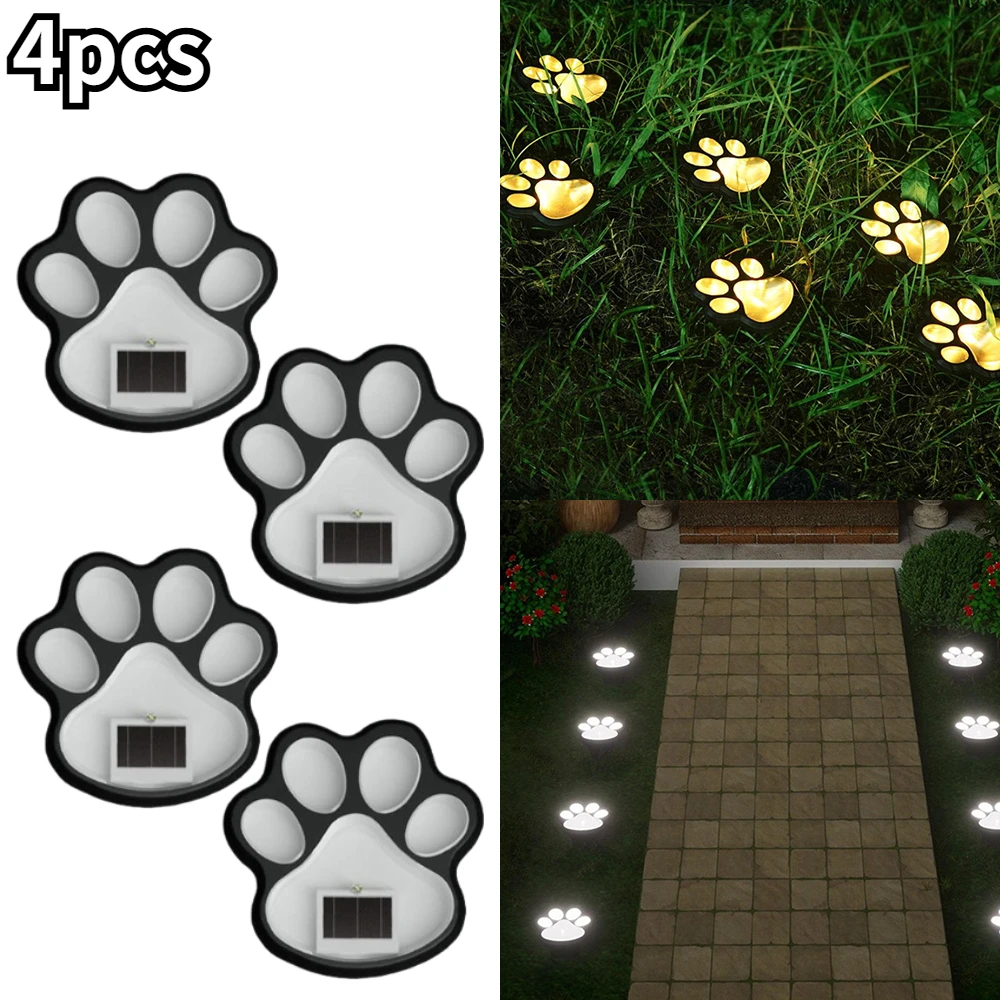 Outdoor LED Solar Paw Print Light Dog Cat Animal Pathway Lamp Waterproof Garden Lawn Patio Yard Decor Summer Camping Light