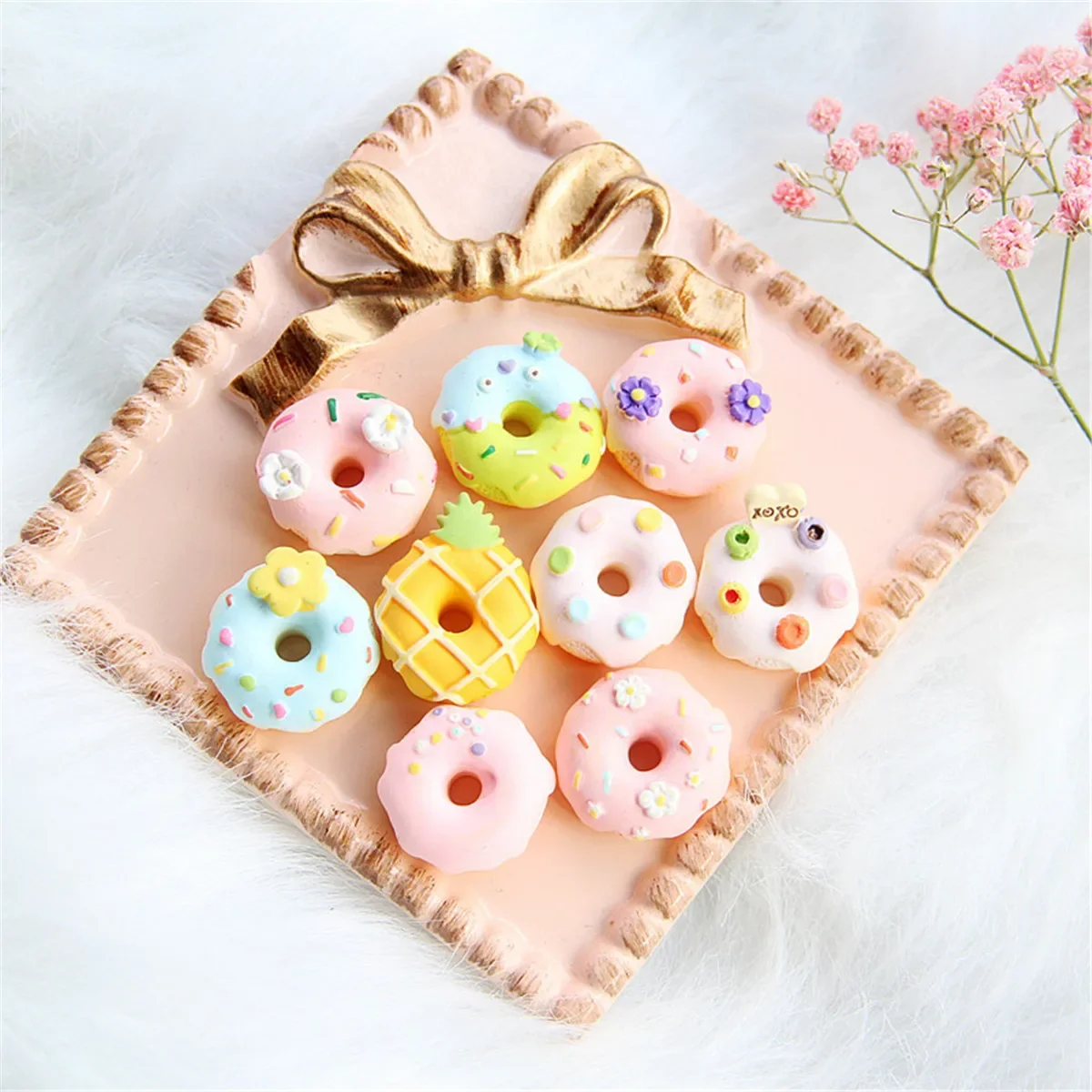 CH10 5 Stück süße süße lustige Kreativität Donut Perlen für Schmuckherstellung Bulk Perlen zur Herstellung von Armbändern DIY Kette Schmuck Zubehör