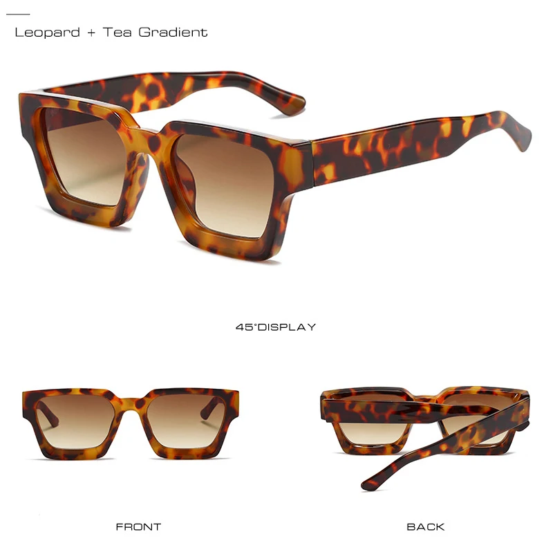 SO&EI Fashion Square Frauen Luxus Sonnenbrille Retro Marke Designer Männer Trend Leopard Blau Grün Sonnenbrille Shades UV400 – Detail 8