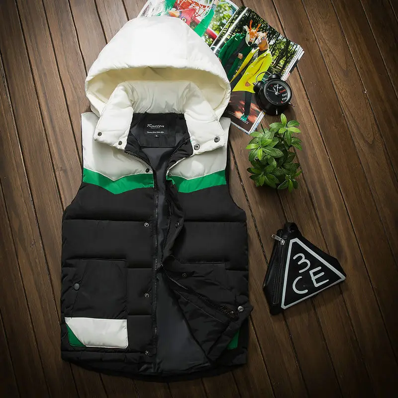 Herfst Winter Vest Met Capuchon Mannen Casual Slanke Warme Vrouwen Mouwloze Jas Jas Jeugd Heren Man Vest Plus Size S-3XL