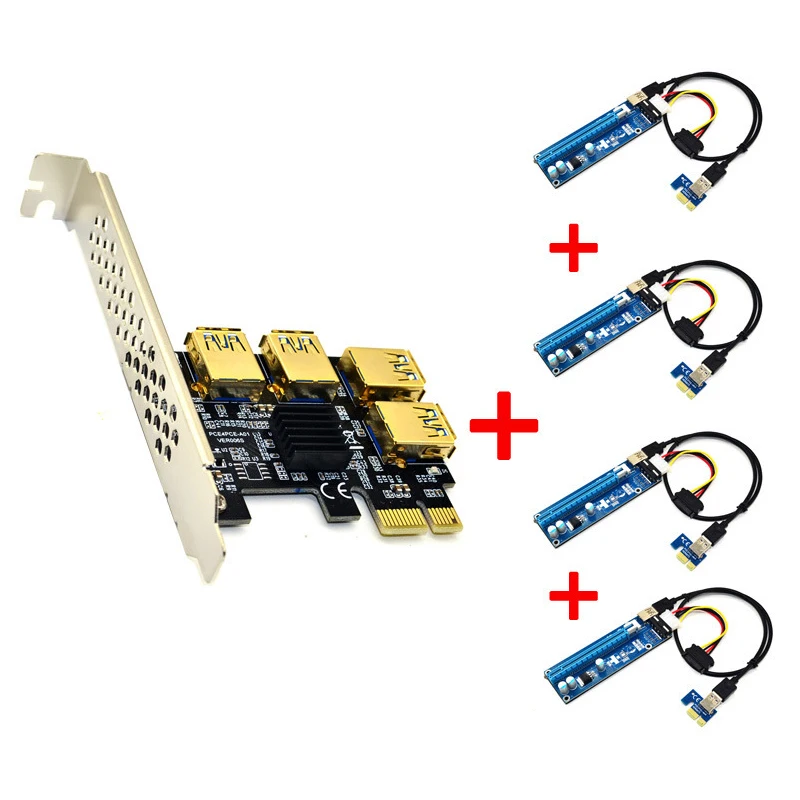 Imagem -05 - Multiplicador de Portas Usb 3.0 para Mineração Riser Card Adicionar em Cartão Pcie a Pci Express Slot 16x Pci-e 1x a Pci-e Slot Novo