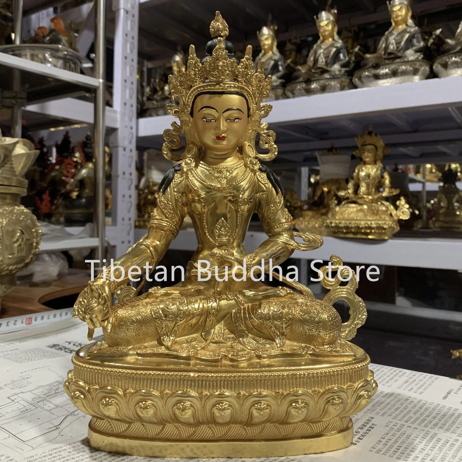 Boutique Earth Treasure King Bodhisattva Pure Copper Gilded Earth Treasure Buddha Hall Offering Decoration in Tibetan Buddhism